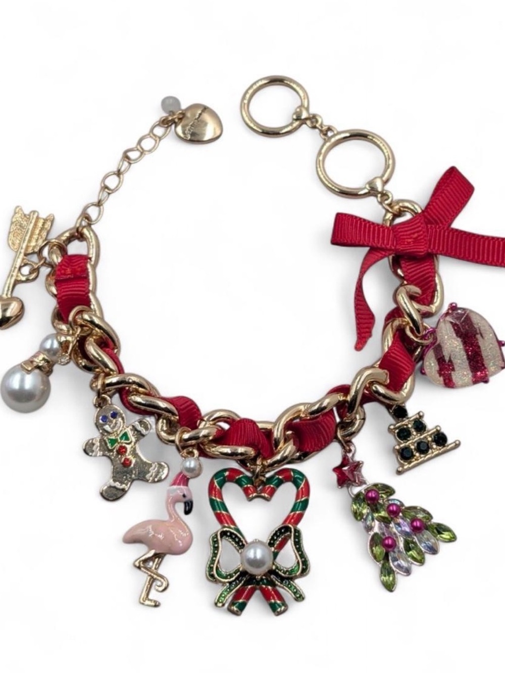 Betsey Johnson Gold-Tone Holiday Charms Bracelet